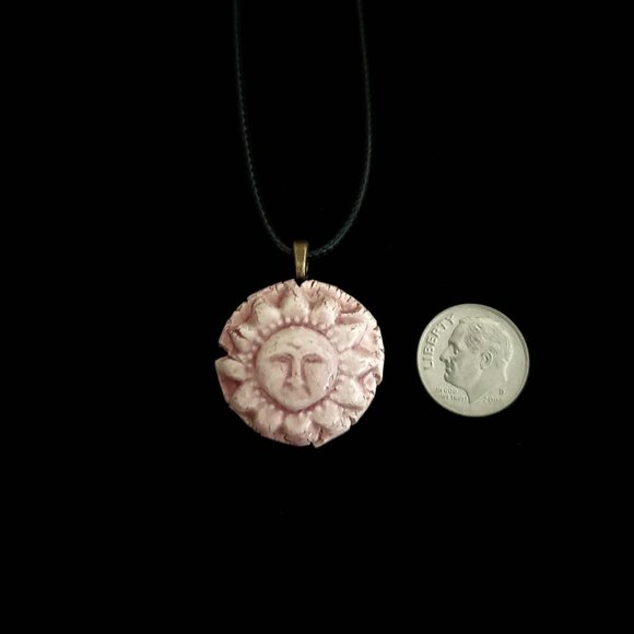 Handmade Ceramic Pink Sun Pendant Necklace, Sol Pendant - Picture 8 of 13